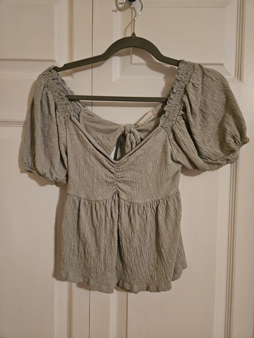 Altard State green blouse with tie back detail